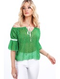 Grüne Bluse mit nackten Schultern MP28855 – Online-Shop – Boutique